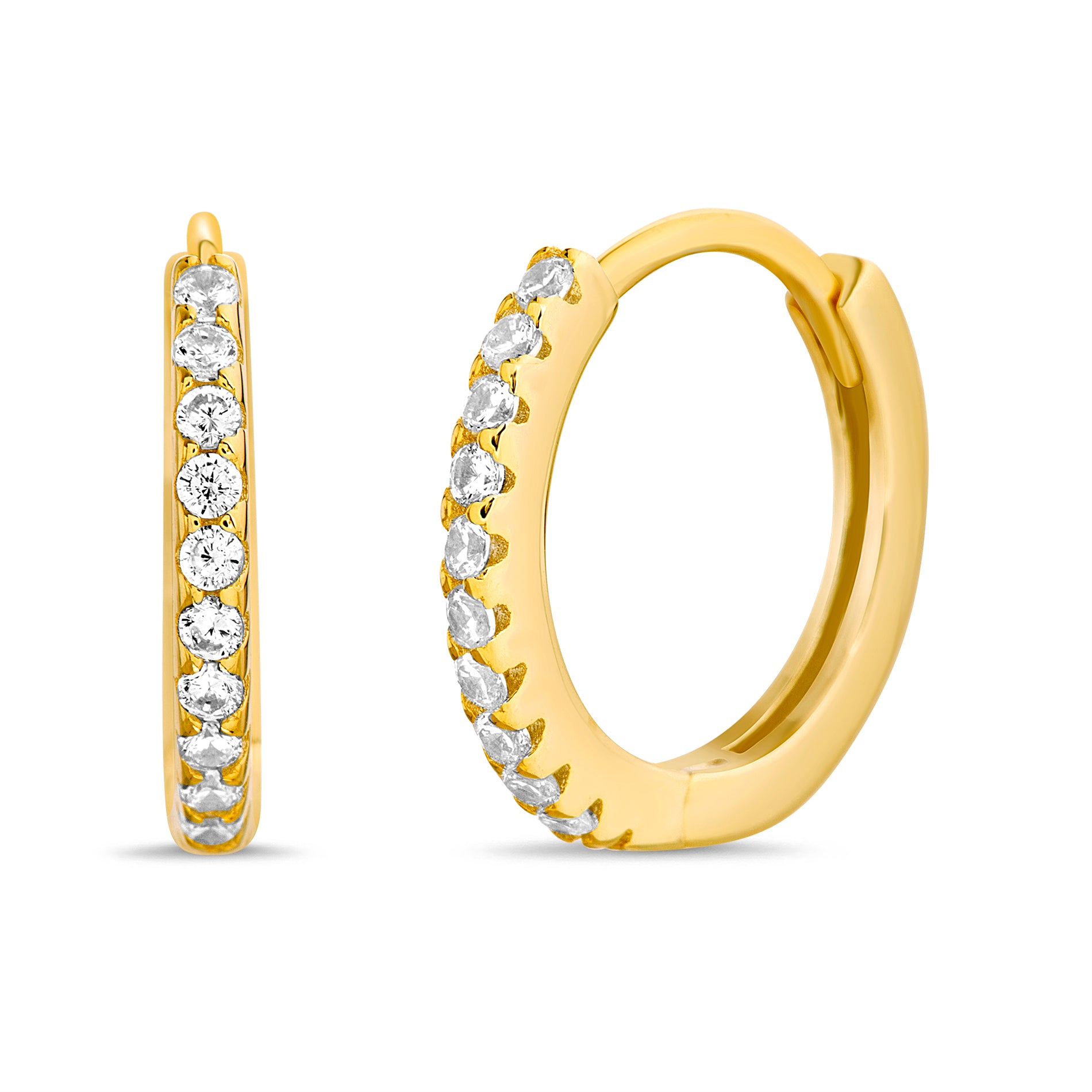 Gold Clear CZ Huggie Earring